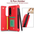 thumbnail image 5 of TECH CIRCLE for Samsung Galaxy Z Fold 4 Wallet Case with S Pen Holder, Premium Leather Magnetic Clasp Kickstand Crossbody Lanyard Wrist Strip Shockproof Stylish Protective Cover,Red, 5 of 9