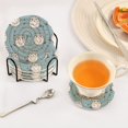 thumbnail image 5 of Haosy Set of 6 Drink Woven Coaster with Holder Heat Resistant Non-Slip Bar Coasters 4 Inches Lovely Hamster and Flower, 5 of 7