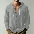 thumbnail image 2 of RXMEKW Solid Color Hooded Cardigan for Men with Button Front and Long Sleeves, 2 of 8