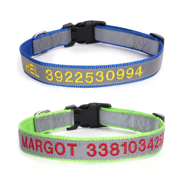 Collares de perro reflectantes personalizados, grabado personalizado con nombre y número de teléfono, perro ajustable MFZFUKR CPB-US-XAH219-4