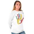 thumbnail image 4 of Cute Hand Paw Print Pet Rescue Love Women's Long Sleeve T Shirt Brisco Brands S, 4 of 5