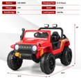 thumbnail image 4 of Costway 12V 10AH Parent-Child Ride On Truck Car Remote Trunk w/ LED Light & Music Red, 4 of 10
