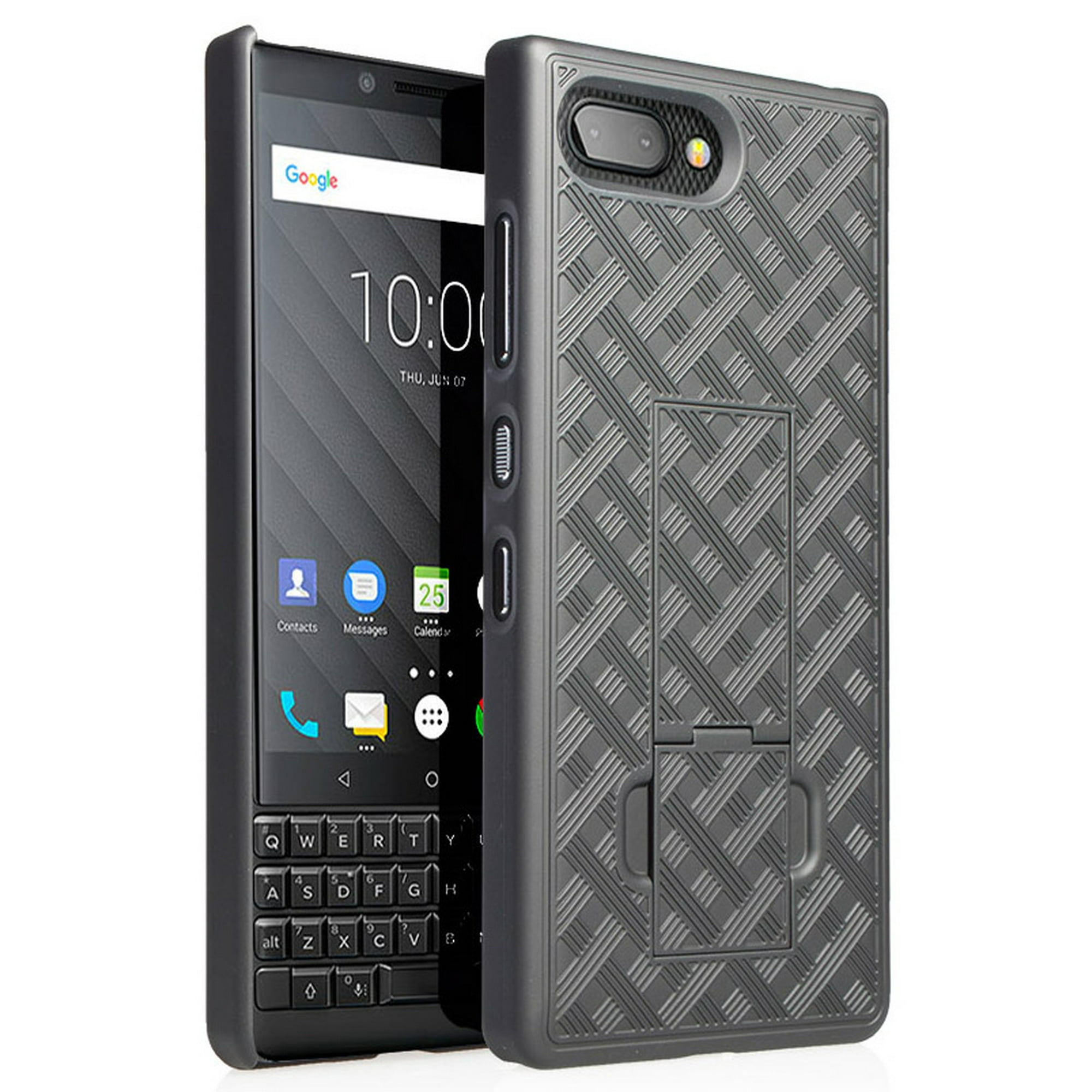 Case for BlackBerry Key2, Nakedcellphone Black Kickstand Cover