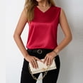thumbnail image 5 of Women's Satin Tank Top, V Neck Casual Camisole Sleeveless Blouse for Summer Basic Wear and Layering,Wine,S, 5 of 7