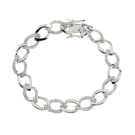 Rozzato Oval Diamond Link Chain Bracelet Bridal Jewelry