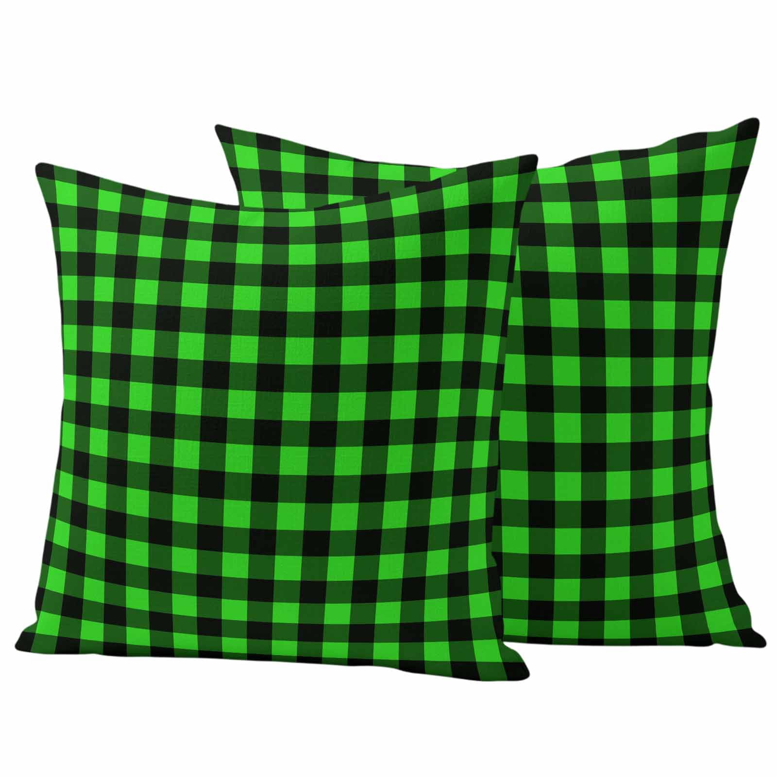 Black Green Plaid Outdoor Pillow Covers 24x24 Inch Throw Pillow Covers Set of 2 Waterproof Decorative Pillow Cases Modern Buffalo Checked Gingham Art Cushion Covers for Patio Furniture Garden Couch