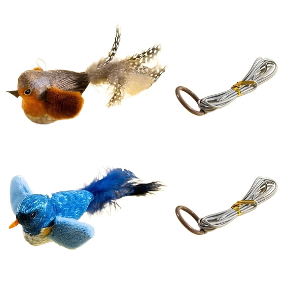 BESTSKY 2Pcs Flapping Bird Cat Toy,Sound Activated Toy Cat Bird Toy,Engage Cat'S Curiosity and Fun Bird Toy for Cats,Brown&Blue