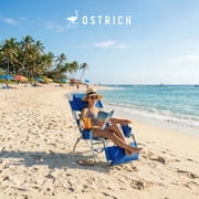Ostrich The Deluxe 3N1 Lightweight Outdoor Beach Lounge Chair with Footrest, Blue