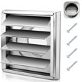 thumbnail image 1 of Cenipar Cubierta de ventilación para secadora Cubierta de ventilación exterior de acero inoxidable 304 con láminas móviles (4 pulgadas) Cubierta de ventilación para secadora Cubierta de ventilación ex, 1 of 1