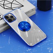 EGNMCR For 12 Pro Max Clear Ultra Slim Soft Electroplated Frame Case Ring Stand phone cover
