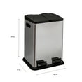 thumbnail image 4 of Organize It All 2 Compartment 40 Liter Step-on Recycling Bin in Stainless Steel, 18.37” x 17” x 24”, 4 of 5