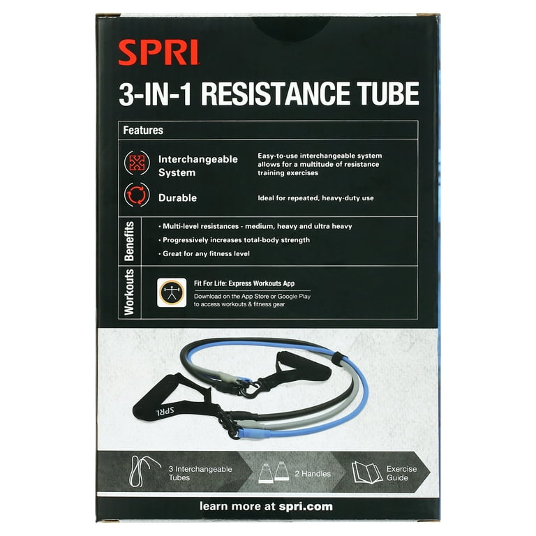 SPRI 3 in 1 Resistance Tube Workout Training Set Includes 3 Levels of Resistance Walmart