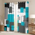 thumbnail image 2 of Geometric Square Window Curtains 52"Wx84"L Teal Grey Blackout Curtains Black Gray Turquoise Geometry Window Curtains Modern Abstract Lines Window Treatments 2 Panels Rustic Farmhouse Room Decor, 2 of 6