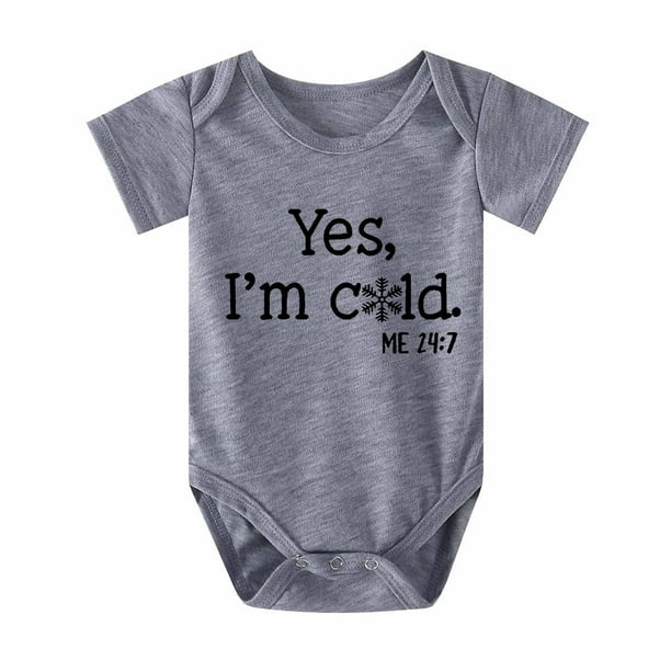 Body De Bebé Canastilla Onesies Para Niños Pequeños Niñas Niños Camiseta De Manga Corta Con Estampado De Letras Mono Romper Gris Odeerbi LM103-6302