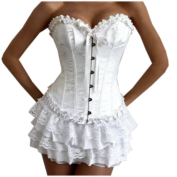 Ohufall Flowy Mini Skirt for Women Casual Boho Ruffle Tiered Skirts High Waist Mini Skirts Lace Trim Short Skirts