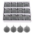 thumbnail image 2 of Flocking Christmas Tree Pendants, 12pcs Boxed Plastic Painted Velvet Ornaments, Festive Holiday Christmas Tree Decorations for Home Party, 9.4*7.1in/18*14cm, Grey,12Pcs, 2 of 8