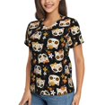 thumbnail image 5 of Yiaed Flower Fox Print Women's T Shirt V-Neck Short Sleeve Shirt Casual Breathable Tee Summer Tops-, 5 of 5
