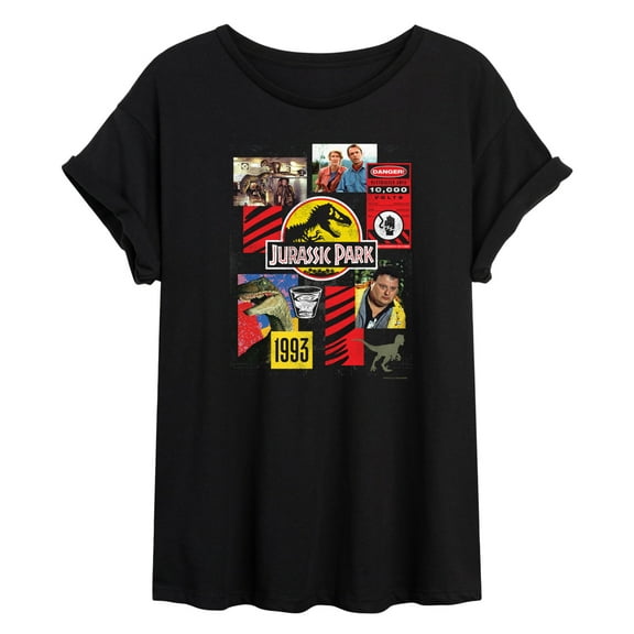 Jurassic Park - 3Oth Collage - Women's Oversized Graphic T-Shirt