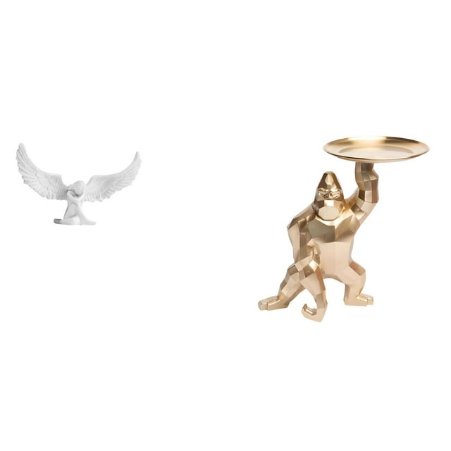 Escultura De ángel De Resina Con Alas Y Bandeja Para Servir, Ideal Para Oficina, Inauguración De La Casa, Estantería, Pasillo, Escritorio, Porche, Sala De Estar.