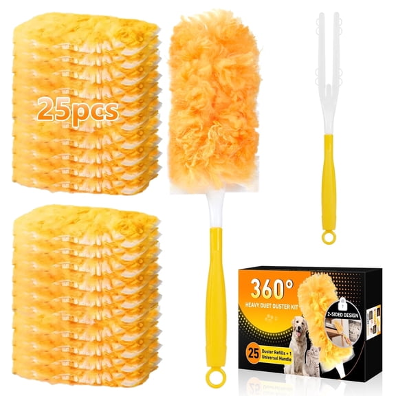 Nonstop 360° Duster Refills for Swiffers Duster with Handle, 25 Pack, Multi-Surface Cleaning for Pet Hair, Home, Office, Furniture