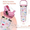 thumbnail image 3 of 30 oz Flip Straw Tumbler with Top Handle Insulated Resuable Vacuum Tumbler with Flip Straw and Handle for Home Office Car Dishwasher Safe Elephant, 3 of 6
