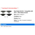 thumbnail image 2 of Rear Brake Pad Set - Compatible with 2019 - 2022 Subaru Ascent 2020 2021, 2 of 2