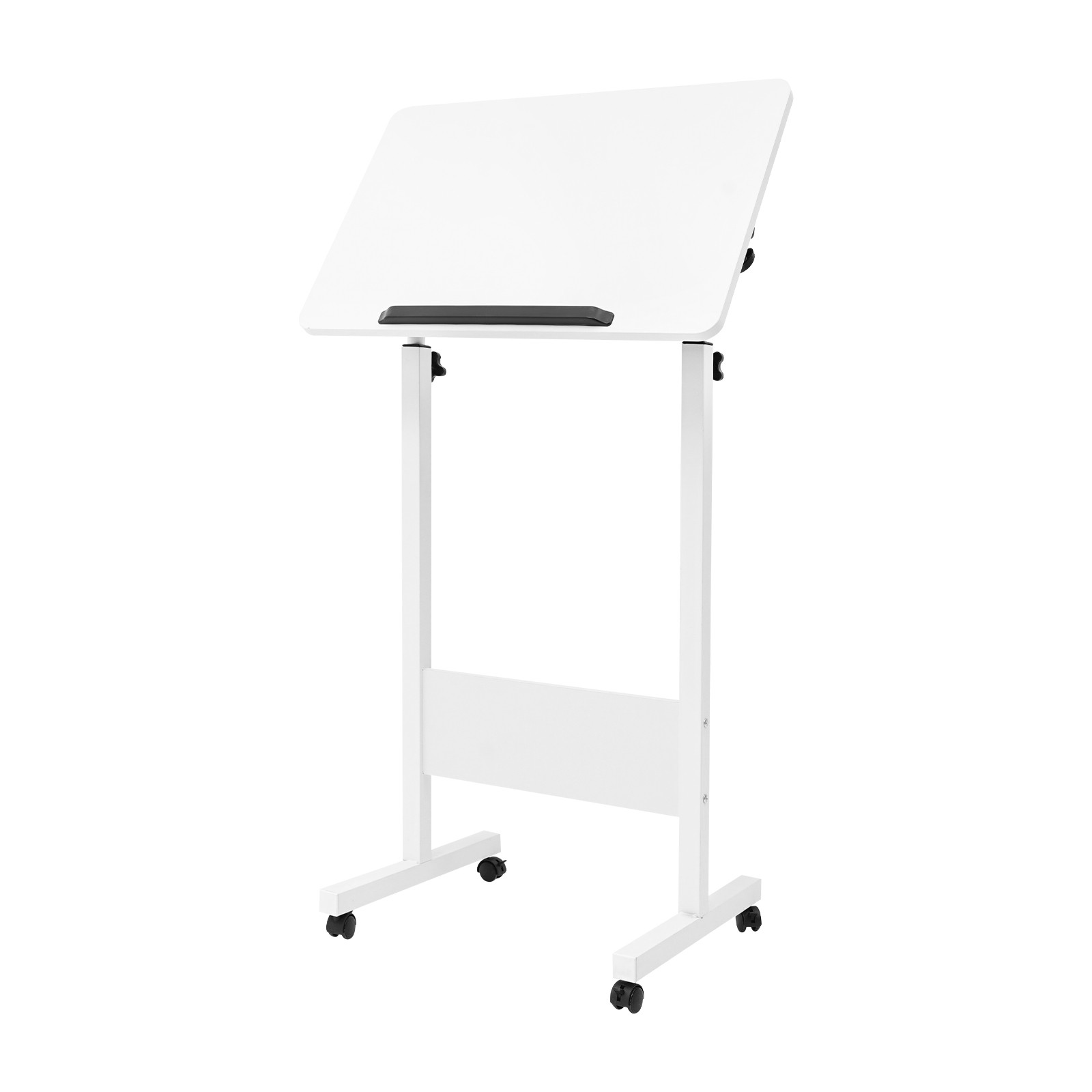 ToppiJoy Portable Adjustable Podium Stand with 4 Wheels Laptop Desk Standing Desk White