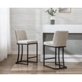 thumbnail image 4 of Guyou 24 "H Counter Height Stools Set of 2, Faux Leather Upholstered Kitchen Barstools with Back, Counter Stool Chairs with Black Metal Frame for Island Pub Dining Room, Pebble Grey, 4 of 11