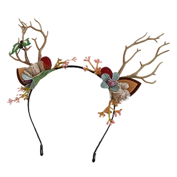 Diadema De Astas De Reno Con Orejas | Tocado Elástico Y Suave Para Carnaval, Navidad Y Halloween | Adultos Y Niños