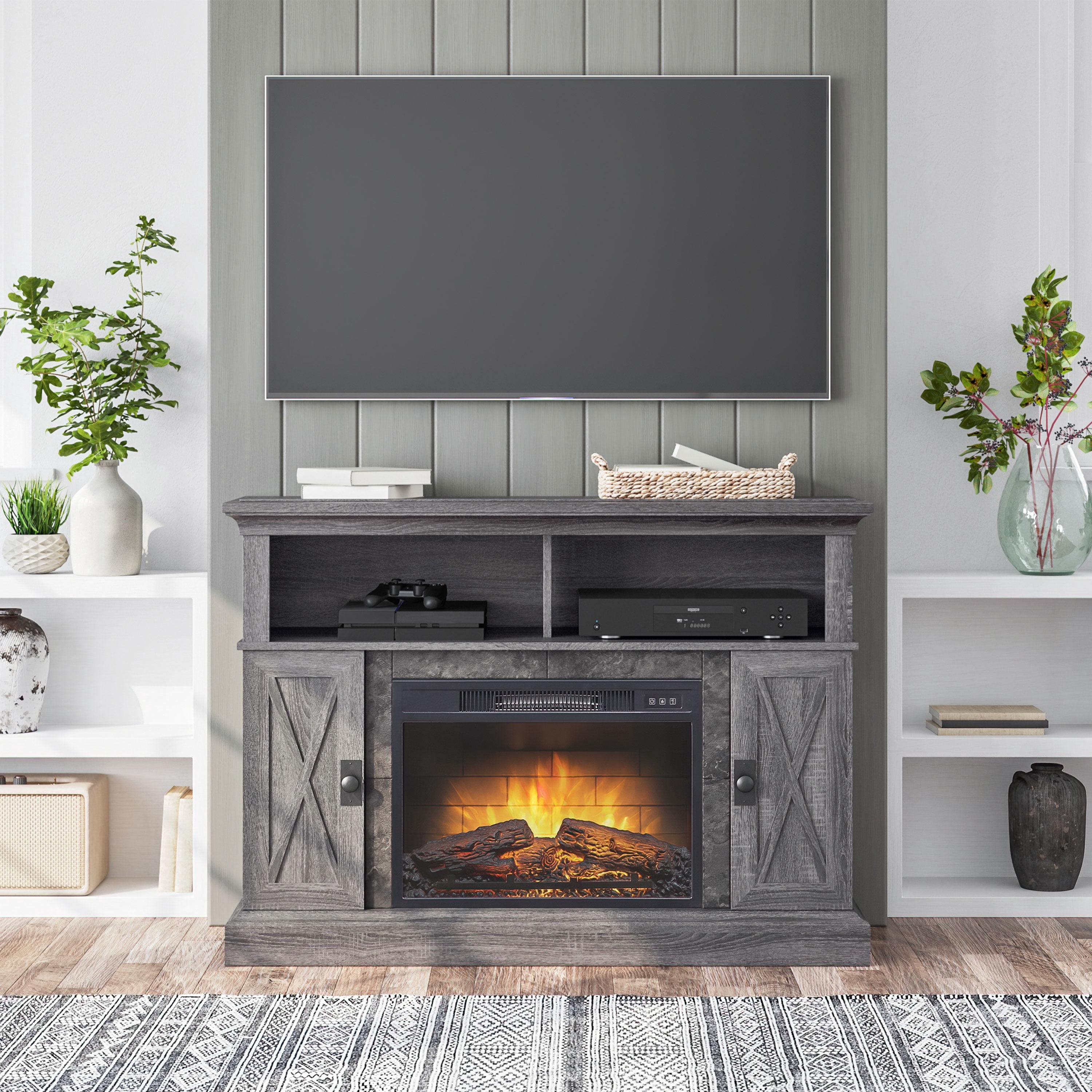 Kellum Media Fireplace Console for TVs up to 55”, 48 Stand, Gray -  Walmart.com