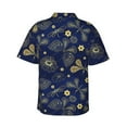 thumbnail image 4 of Xecao Vintage Golden Butterfly print Hawaiian shirt - a stylish short-sleeve button-down for men, perfect for casual beach and tropical outings., 4 of 9