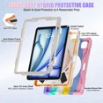 thumbnail image 6 of For iPad Air 11 inch M3 2025/M2 2024 Case, 360 Rotatable Handle Stand, Shoulder Strap, Drop-Proof Design, Colourful Pink, 6 of 7