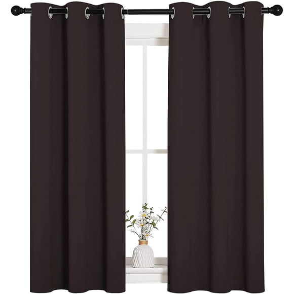 ZMLEVE Room Darkening Draperies Curtains, Energy Smart Thermal Insulated Solid Grommet Curtains/Drapes Window Panels (2 Panels, 34-inch x 54-inch, Toffee Brown)