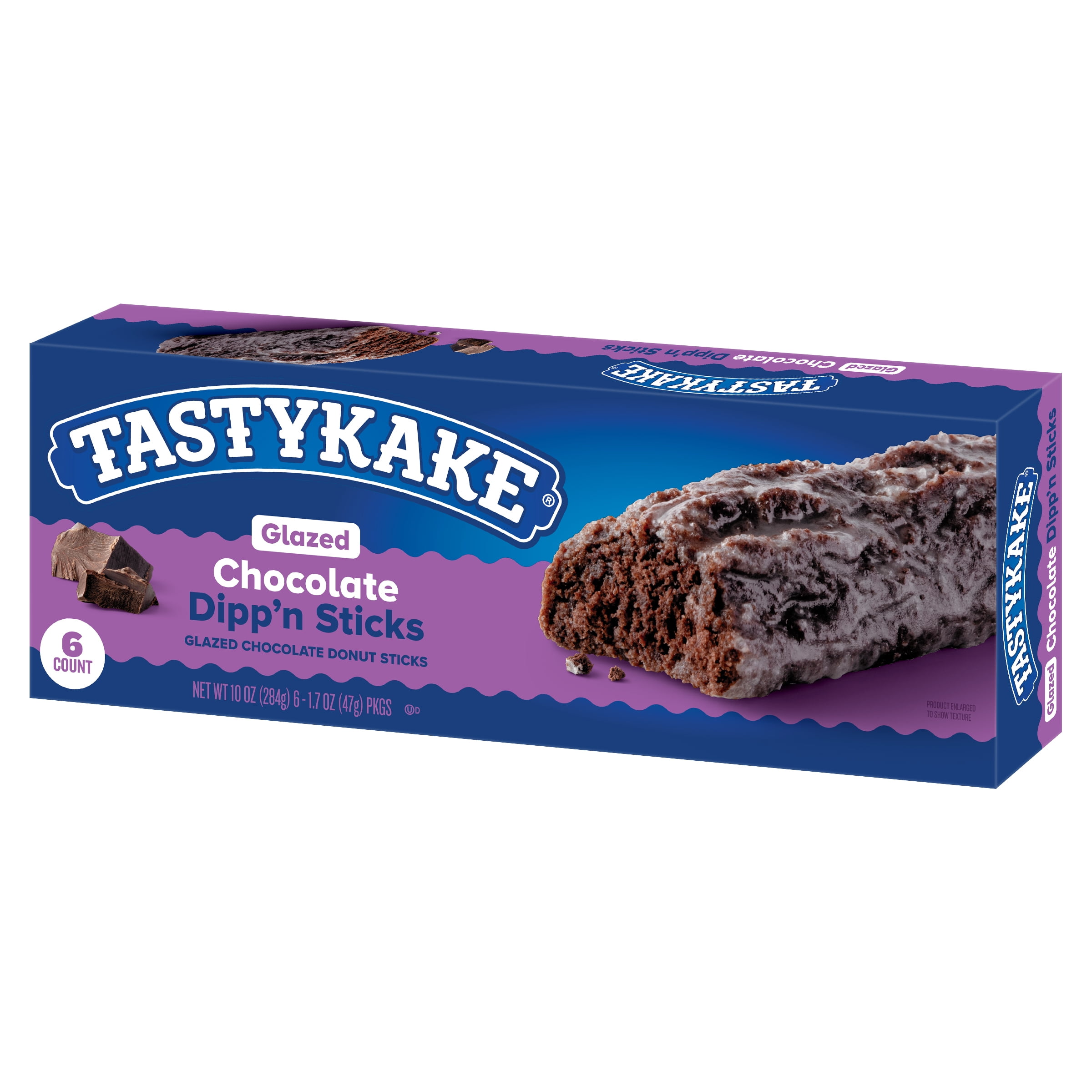 Tastykake Glazed Chocolate Flavored Dipp'n Sticks, Glazed Chocolate Donut Sticks, 10 oz, 6 Ct, Shelf-Stable