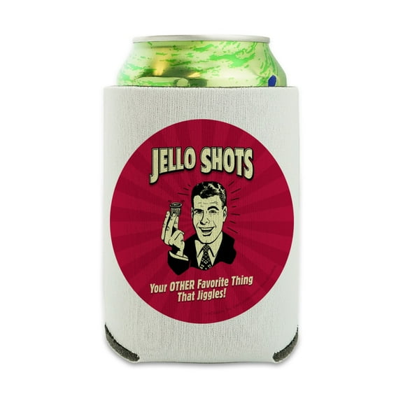 Jello Shots Your Other Favorite Thing That Jiggles Funny Humor Retro Can Cooler - Drink Sleeve Hugger Collapsible Insulator - Beverage Insulated Holder