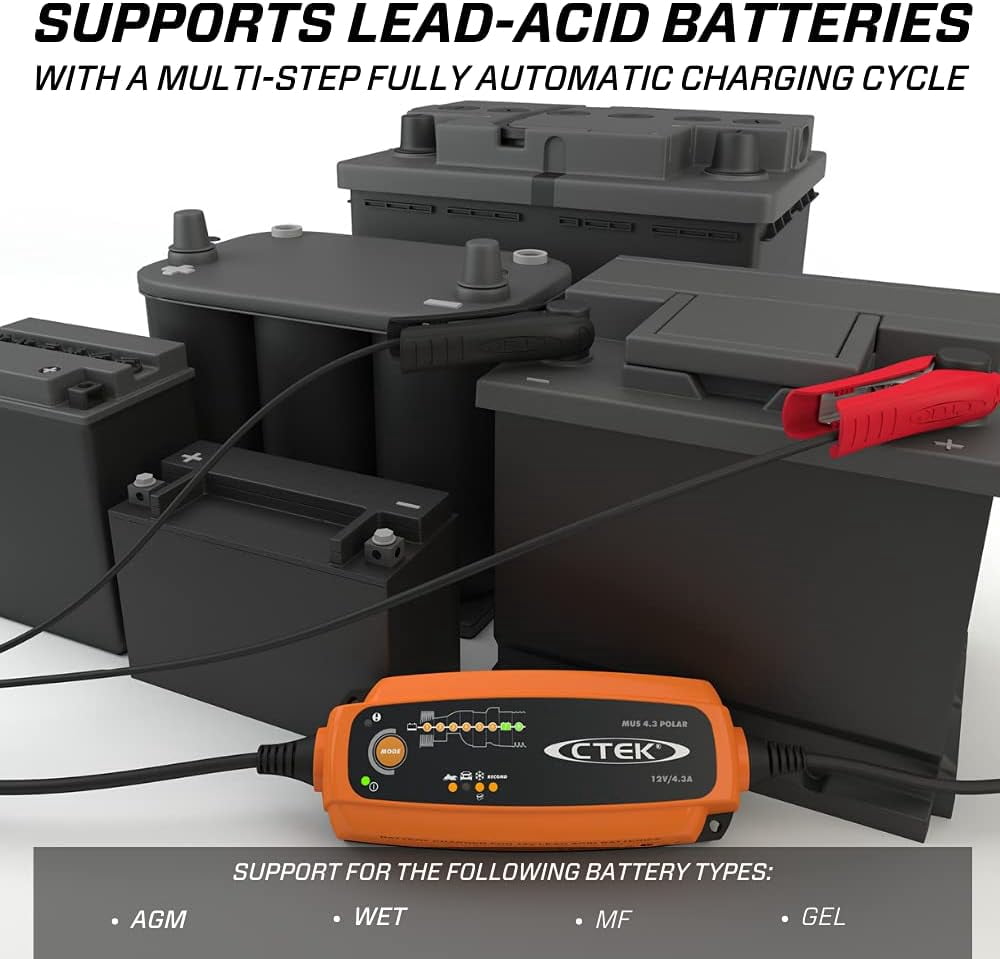 CTEK (56-958) MUS 4.3 Polar 12 Volt Fully Automatic Extreme Climate 8 Step Battery Charger