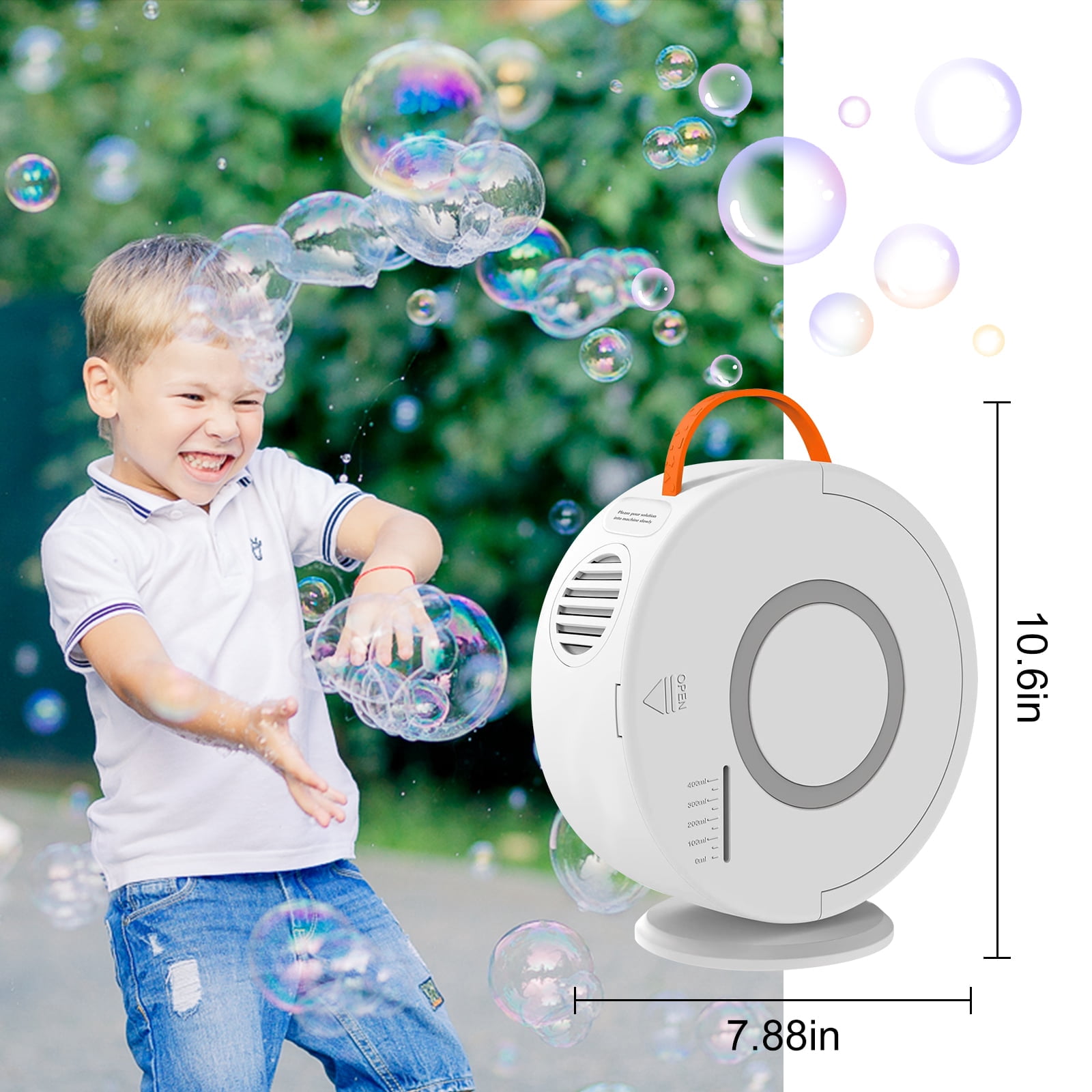 Bubble Machine for Kids,Automatic Bubble Blower Rechargeable, Auto Rotatable Portable Bubble Maker Electric Bubbles Toy,Electric Bubbles Toy for 3 4 5 Year Old,Outdoor Wedding Party Gifts