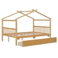 thumbnail image 5 of Harper & Bright Designs Full Size Wooden House Bed with 2 Storage Drawers, Wood Montessori Daybed Frame with Roof, Natural, 5 of 17