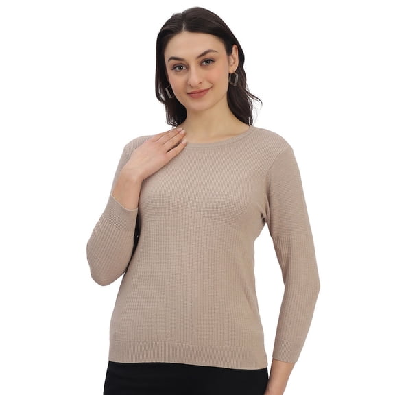 Cavardi Casual Women's Essential Knit Top – Beige | Free Size