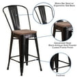 thumbnail image 5 of Flash Furniture 4 Pack 24" High Black-Antique Gold Metal Counter Height Stool with Back and Wood Seat, 5 of 13