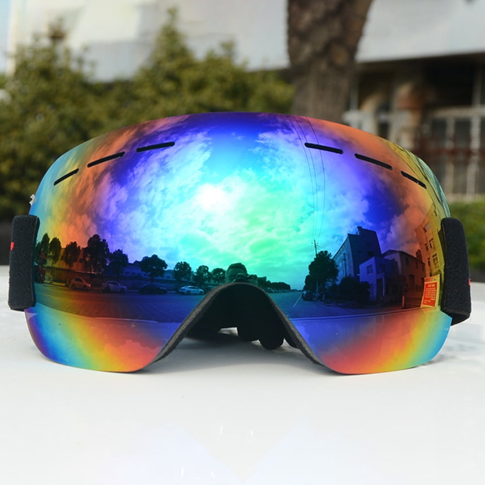 Choice for Men and Women Helmet Fit for Winter Season Anti-Fog Spherical Lenses Rainbow Color Broad Visibility SHRAKMOUTH Snow Ski Goggles 100% UV400 Protection Over The Glasses Frames 