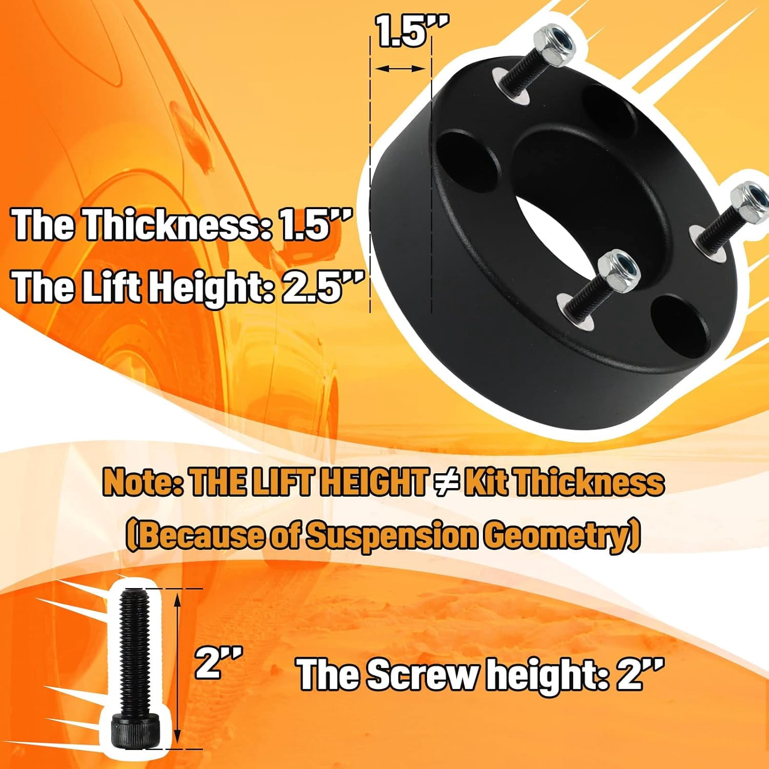 PANGOLIN 2Pcs 2.5" Front Leveling Lift Kit Fit for 2006-2021 Dodge Ram 1500, 2005-2011 Dodge Dakota, 2006-2009 Raider Suspension Leveling Kit Automotive Professional Replacement Parts