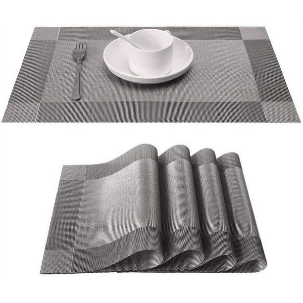 Manteles Individuales, Juego De 6, Antideslizantes, Limpiables, Pvc, Resistentes Al Desgaste, Resistentes Al Calor, Manteles Individuales para El Hogar, Restaurante, Mesa De Comedor, Plata