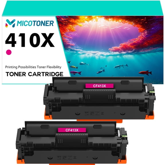 2-Pack Compatible Toner Cartridge for HP CF413X 410X Work with MFP M477fnw M477fdn M477fdw M377dw Pro M452dw M452nw M452dn Printer (Magenta)