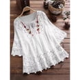 thumbnail image 2 of Blusa vintage Qarigey para mujer fibra verano cómoda duradera cuello en V Tops Bow blanco S, 2 of 6