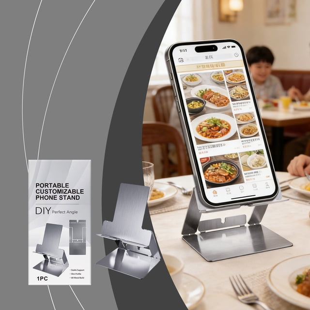 Ohmyroo Portable Phone Stand with Adjustable Desktop Height Lightweight Foldable Support for Office and Video Viewing