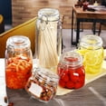 thumbnail image 4 of Kudiqi 1500ml Thicken Buckle Glass Sealed Storage Tank Transparent Candy Jar Square Glass Bottle Cereal Dispenser Kitchen Storage Tool (Transparent), 4 of 5