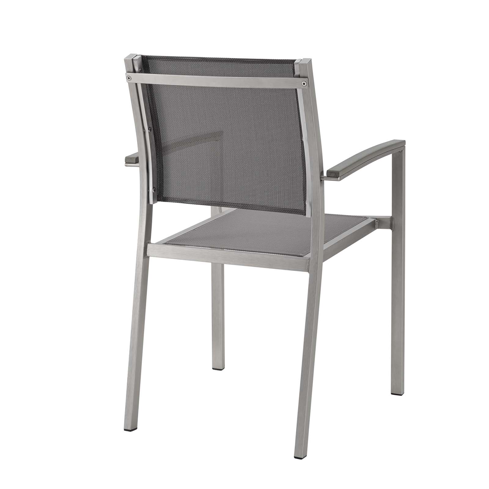 Modern Contemporary Urban Design Outdoor Patio Balcony Garden Furniture Side Dining Chair, Aluminum Metal Steel, Grey Gray - image 3 of 4