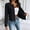 Black, variant on NominalSnug Womens Cropped Blazer Long Sleeve Collarless Casual Jacket Open Front Casual Work Office Cardigan Suit Jacket