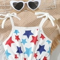 thumbnail image 4 of Zanarzt Toddler Girls Independence Day Romper 4th of July Jumpsuit for Toddler Baby Girl Sleeveless Print Romper Overalls Kids Long Flared Pants Independence Day Outfits White,4-5 Years, 4 of 7